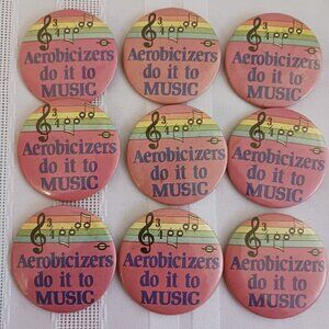 Bag of 18 Aerobicizers Do It To Music Pinback Buttons